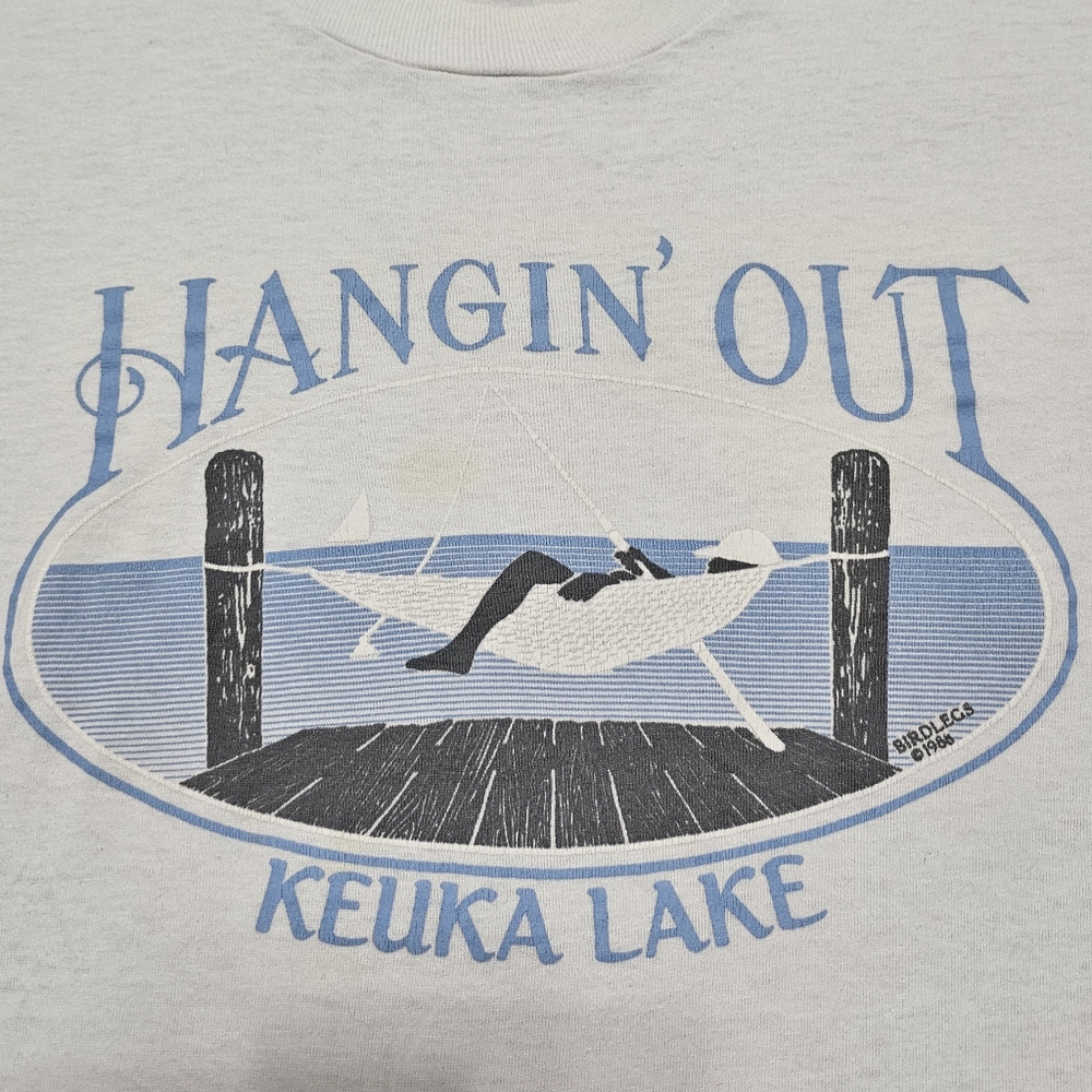 VTG 80s Finger Lakes Keuka New York Hangin Out T Shirt Single Stitch 2XL RARE